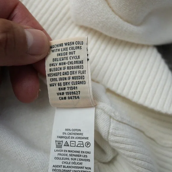 L.L. Bean Sweater Women Cotton Cashmere Pull Over White Long Sleeve Large - Picture 10 of 13